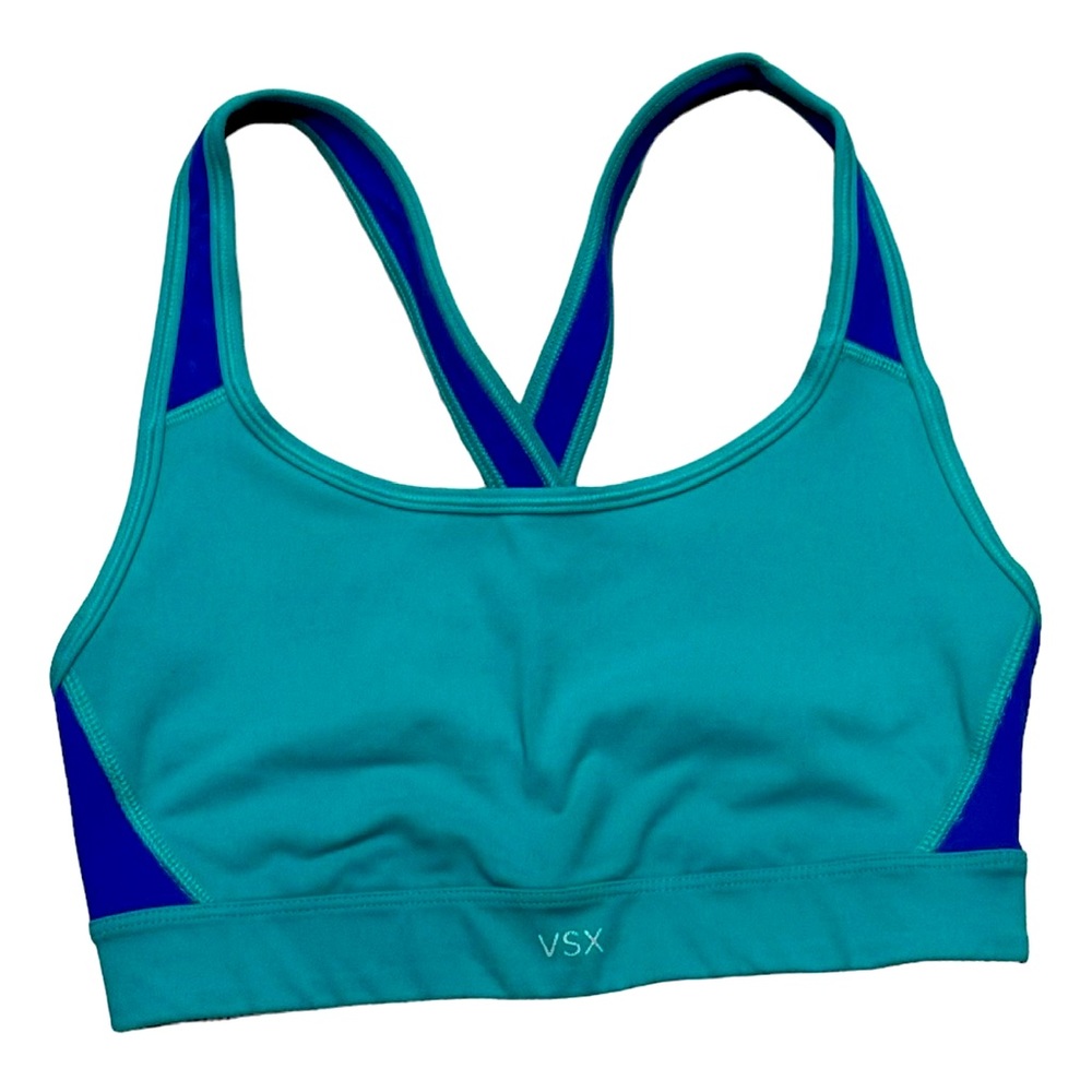 Cross back Sports Bras by VSX - set/2, peach royal blue both color block